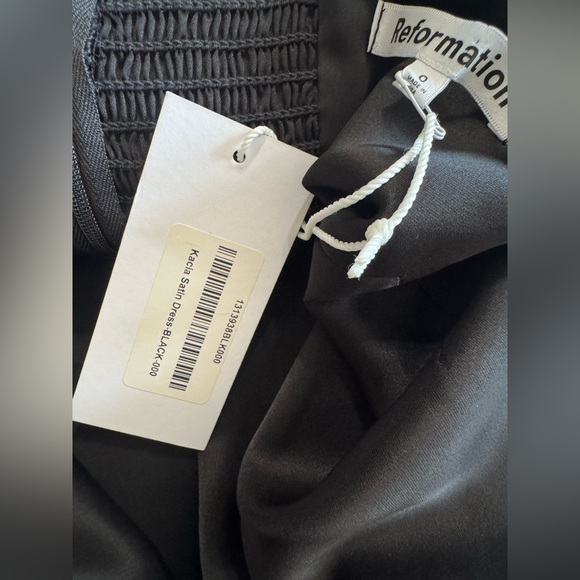 New Reformation Kacia Satin Bow Strap Dress - Picture 15 of 16